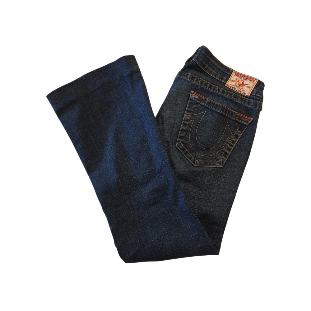 True Religion Bridget Jeans Womens 31 Flare Joey Horseshoe Made USA Altered Hem